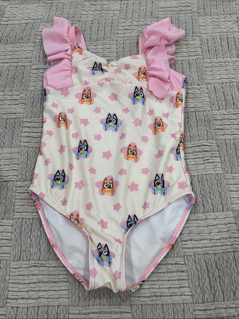Girls Bluey Pink Ruffle Strap One-Piece Swimsuit